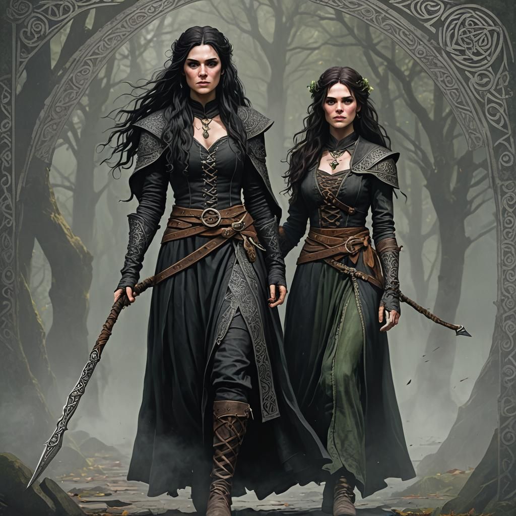 Celtic Witch with Staff in Viking Dress