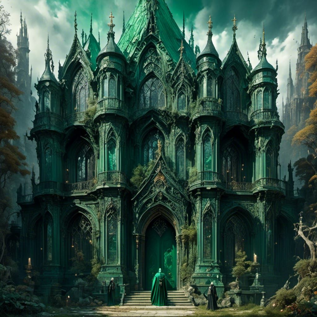 a beautiful emerald palace gothic style