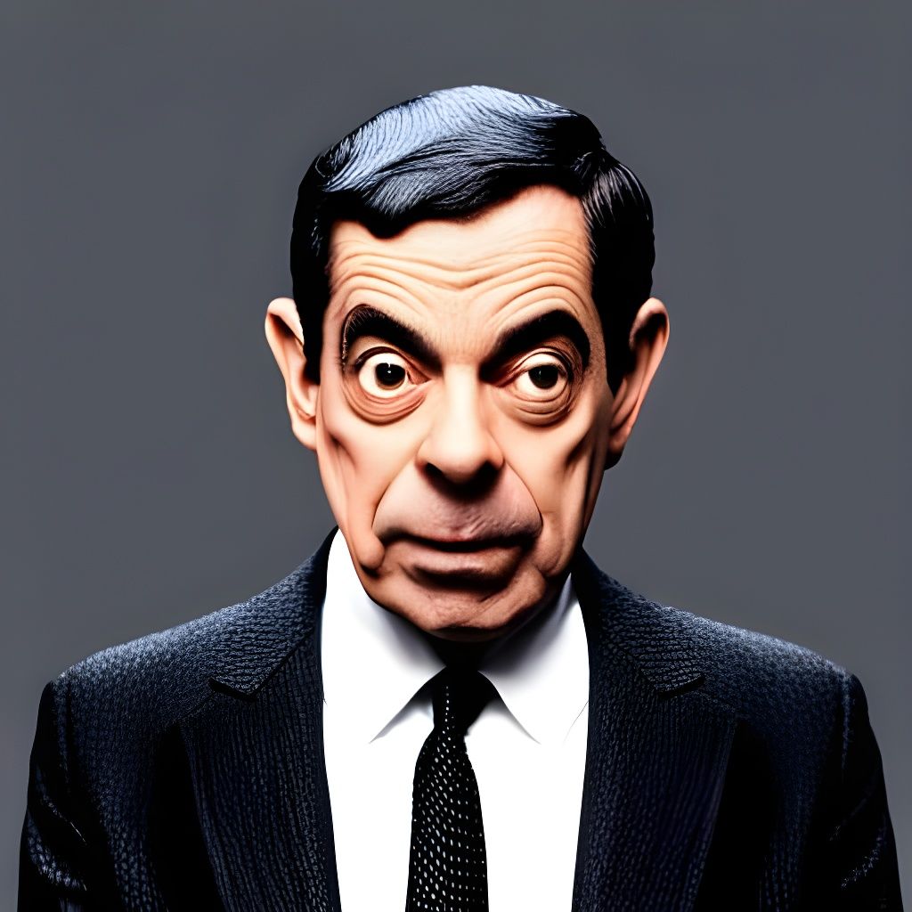 Scary Mr. Bean Santa Hybrid in Surreal Style