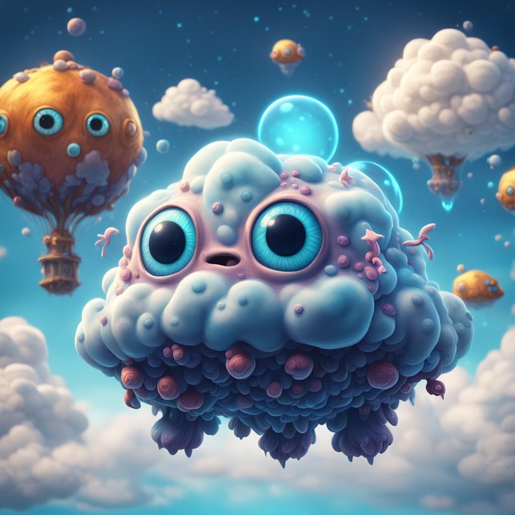 Floating Cloud Creatures: Fantasy Concept Art