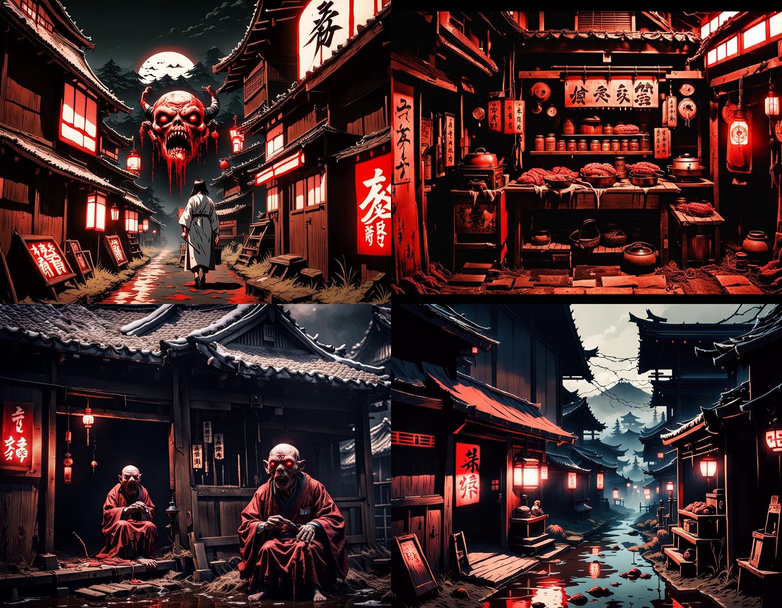 Horrific Vaporwave Japanese Village in 8K