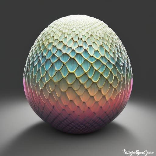 Exquisite Dragon Egg Digital Art in Triadic Colors