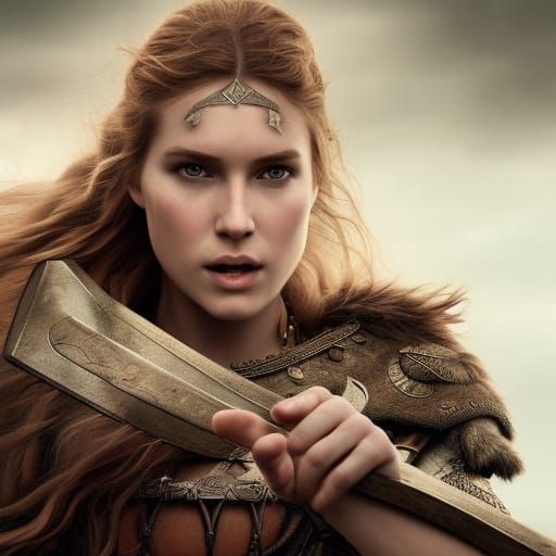 Viking Warrior Woman: Epic Cinematic Digital Painting