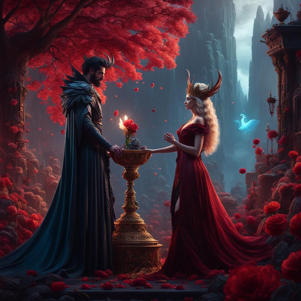 Hades and Persephone in a Matte Painting Style
