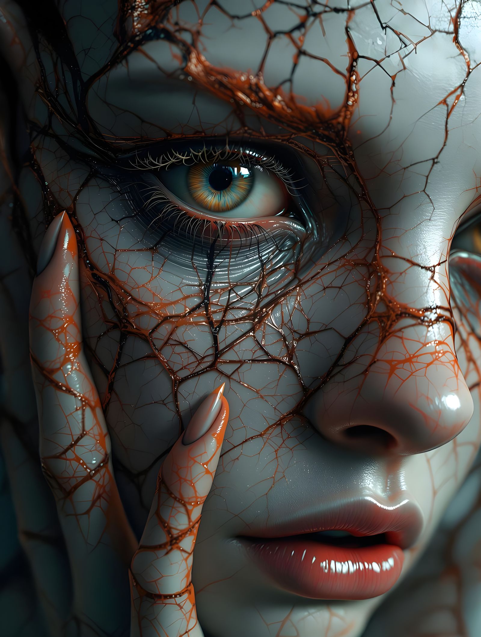 Surreal Portrait of a Woman in Dark, Twisted, and Macabre At...