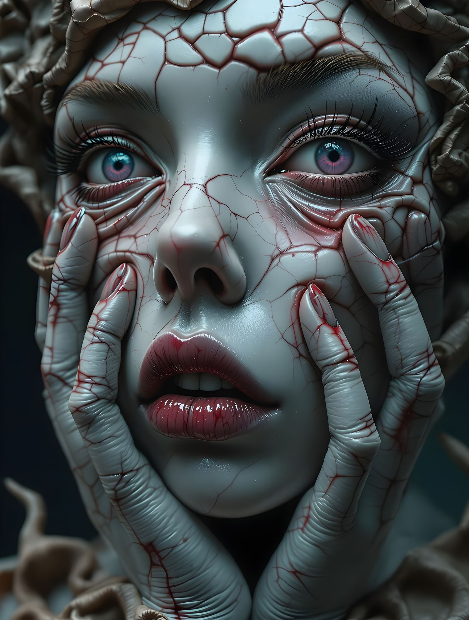 Surreal Portrait of a Woman in Dark, Twisted Surrealism Styl...