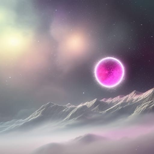 Pink and Purple Nebulas in a Snowglobe