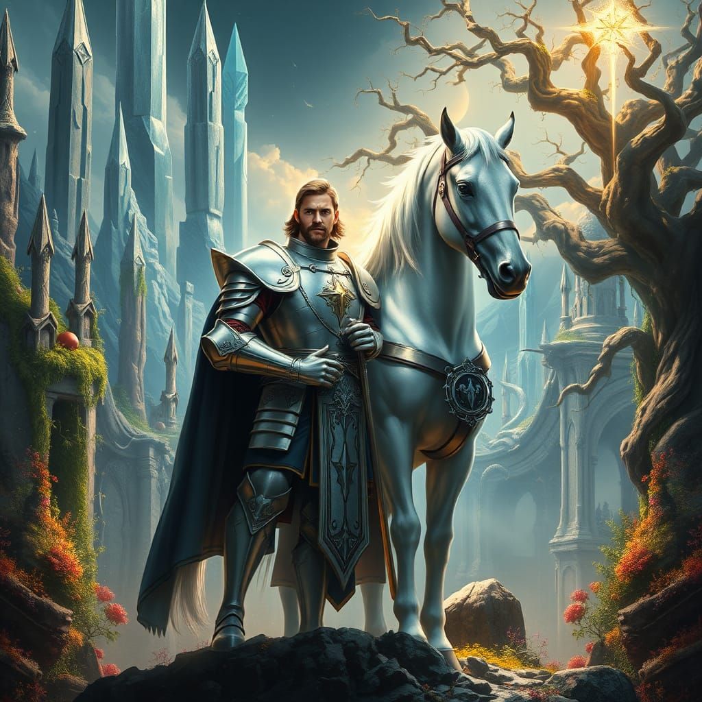 Sir Galahad in Mystical Realm, Digital Art