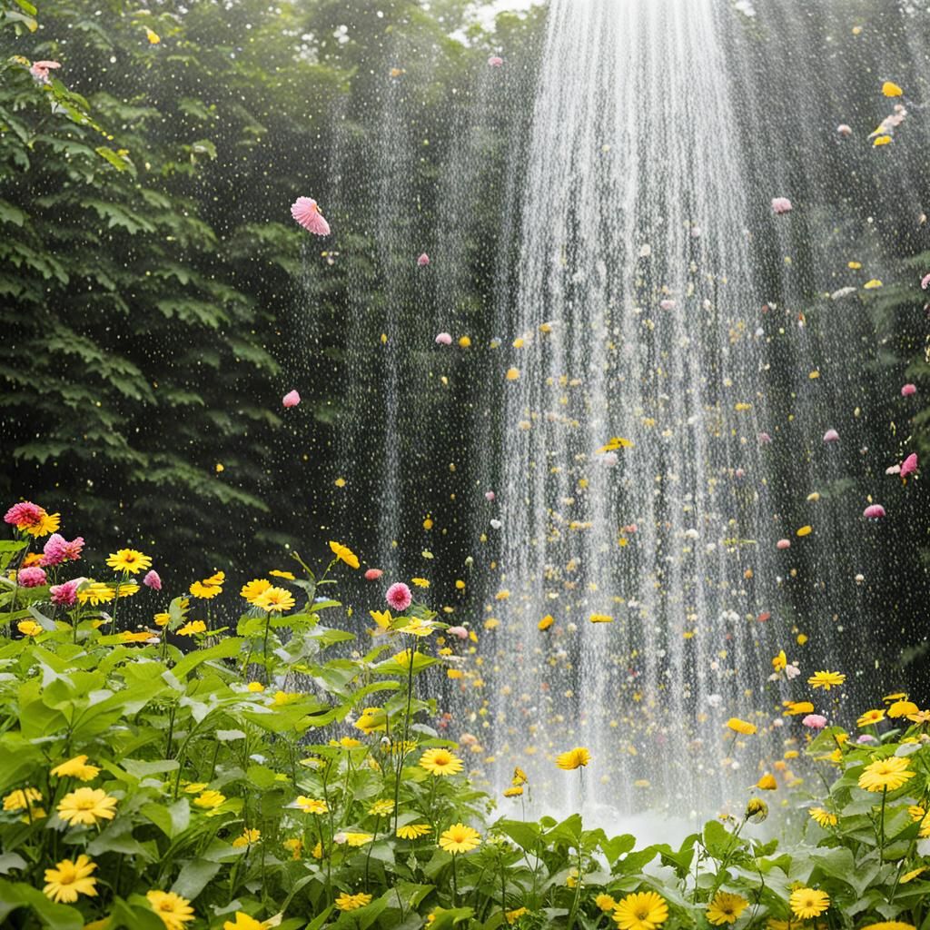 Colorful Abstract Flower Shower Composition