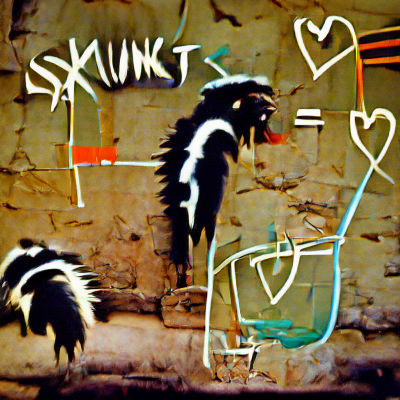 Skunks in Love: Bold Abstract Painting