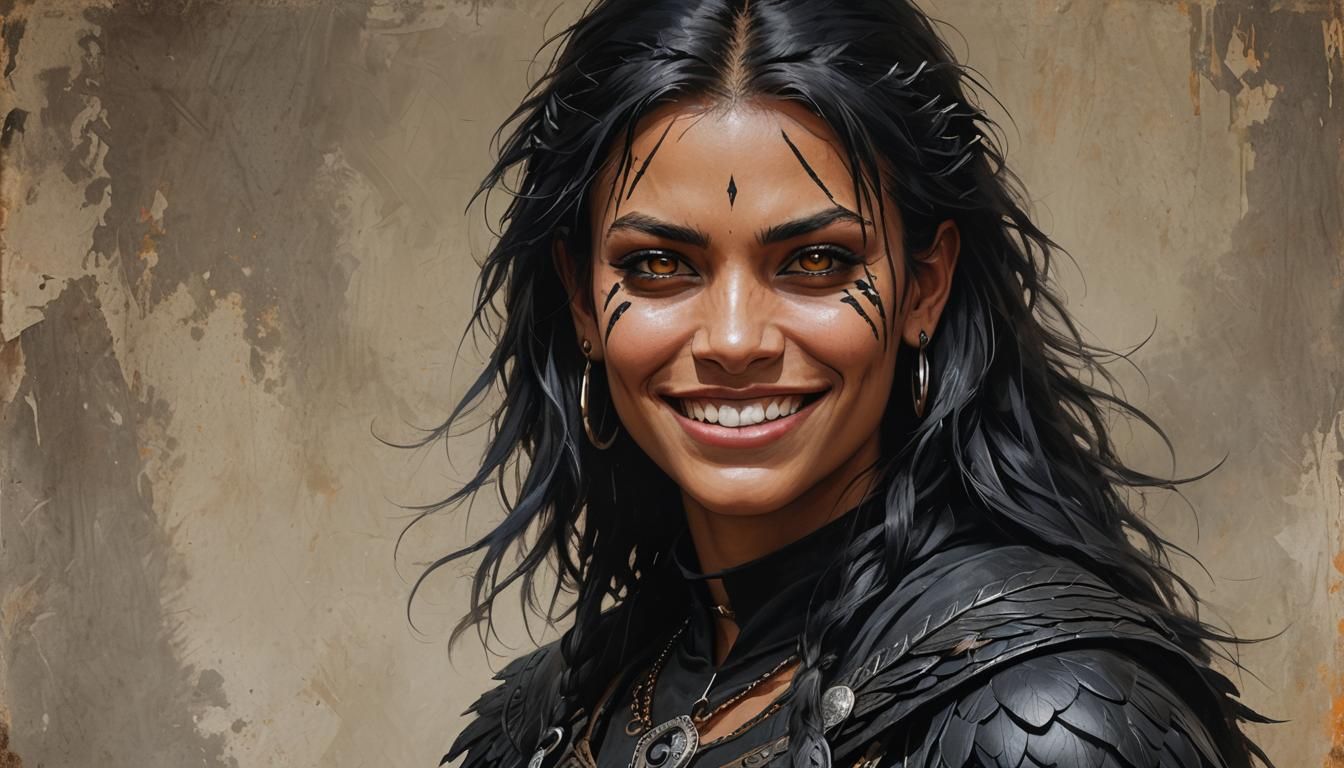 Intense Portrait of Raven Hawk as Digital Art