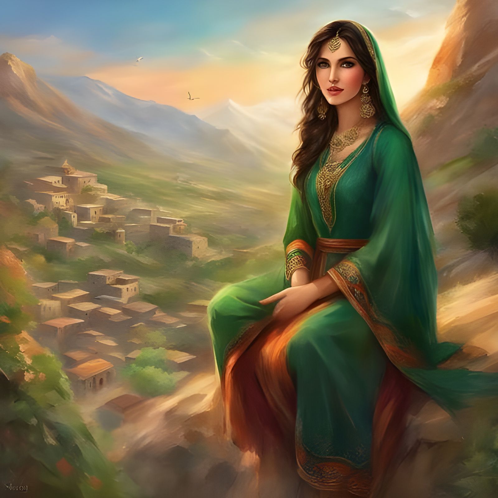 Beautiful Afghan Woman in Traditional Dress