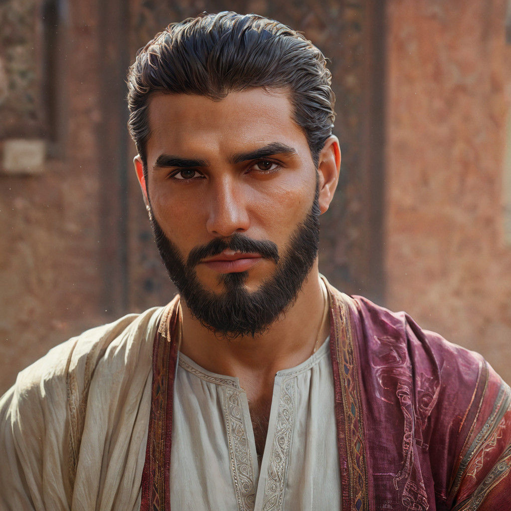 Stunning Arab Concept Art Portrait in Triadic Colors