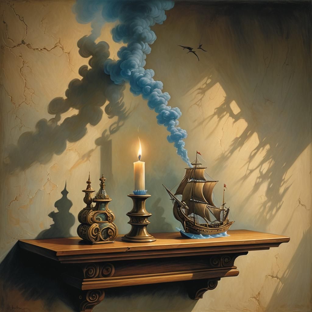 Surreal Candle Smoke-Ship by Vladimir Kush