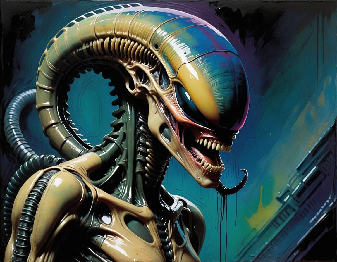 Xenomorph in Expressionist Neo-Impressionism Style