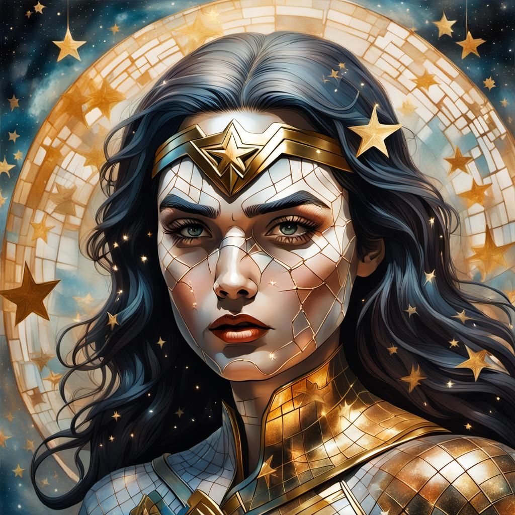 Wonder Woman Dissolving into Dreamlike Surroundings