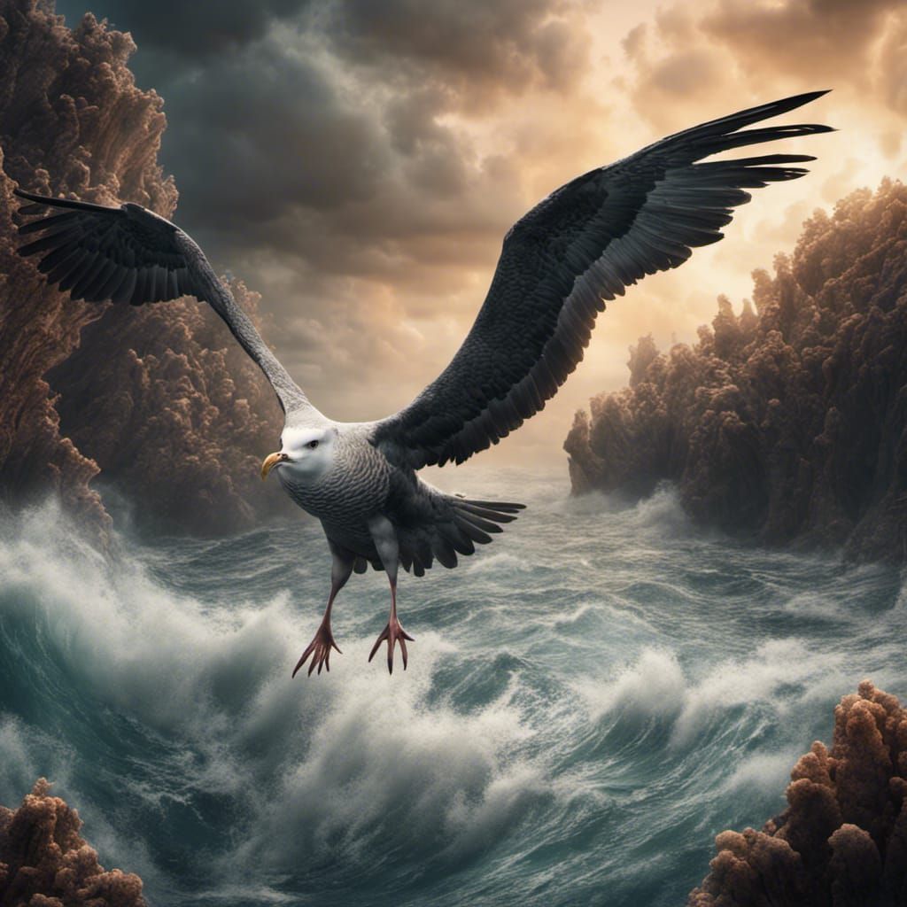 Overhead the albatross Hangs motionless upon the airAnd deep beneath the rolling waves In labyrinths of coral caves