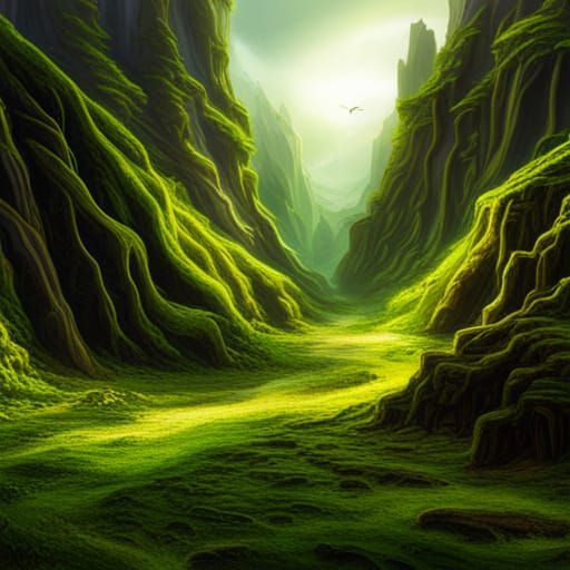 moss covered alien planet, lush, Epic cinematic brilliant st...