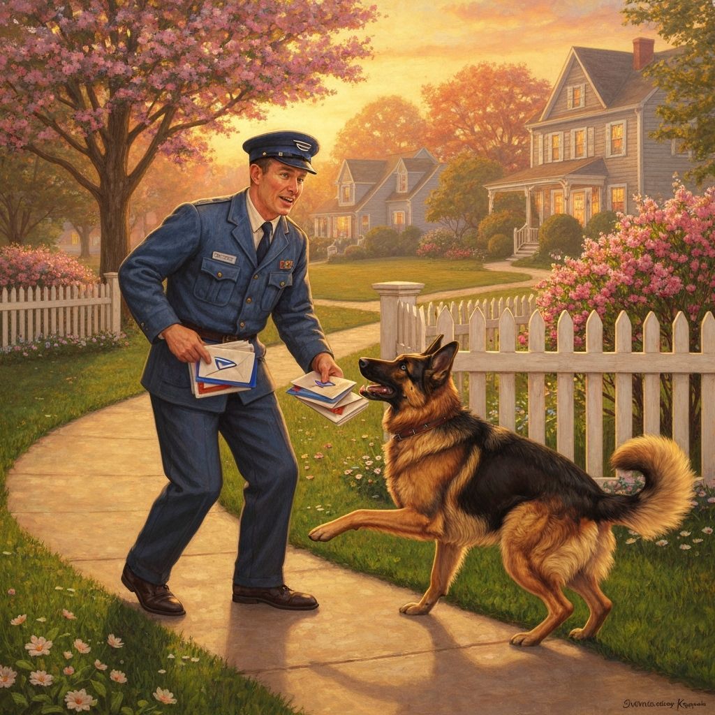Postman and Dog Playing Fetch in Golden Hour
