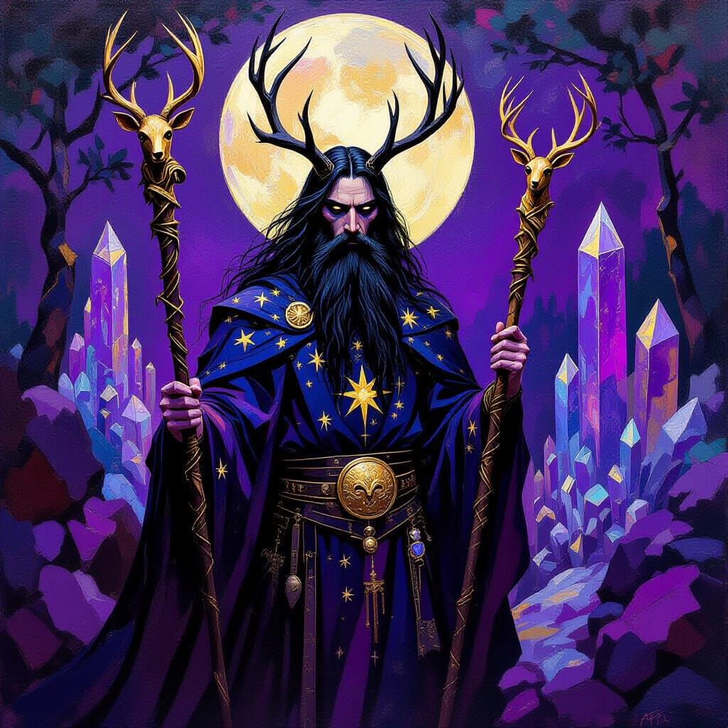 Futuristic Wizard in Neo-Impressionistic Crystal City