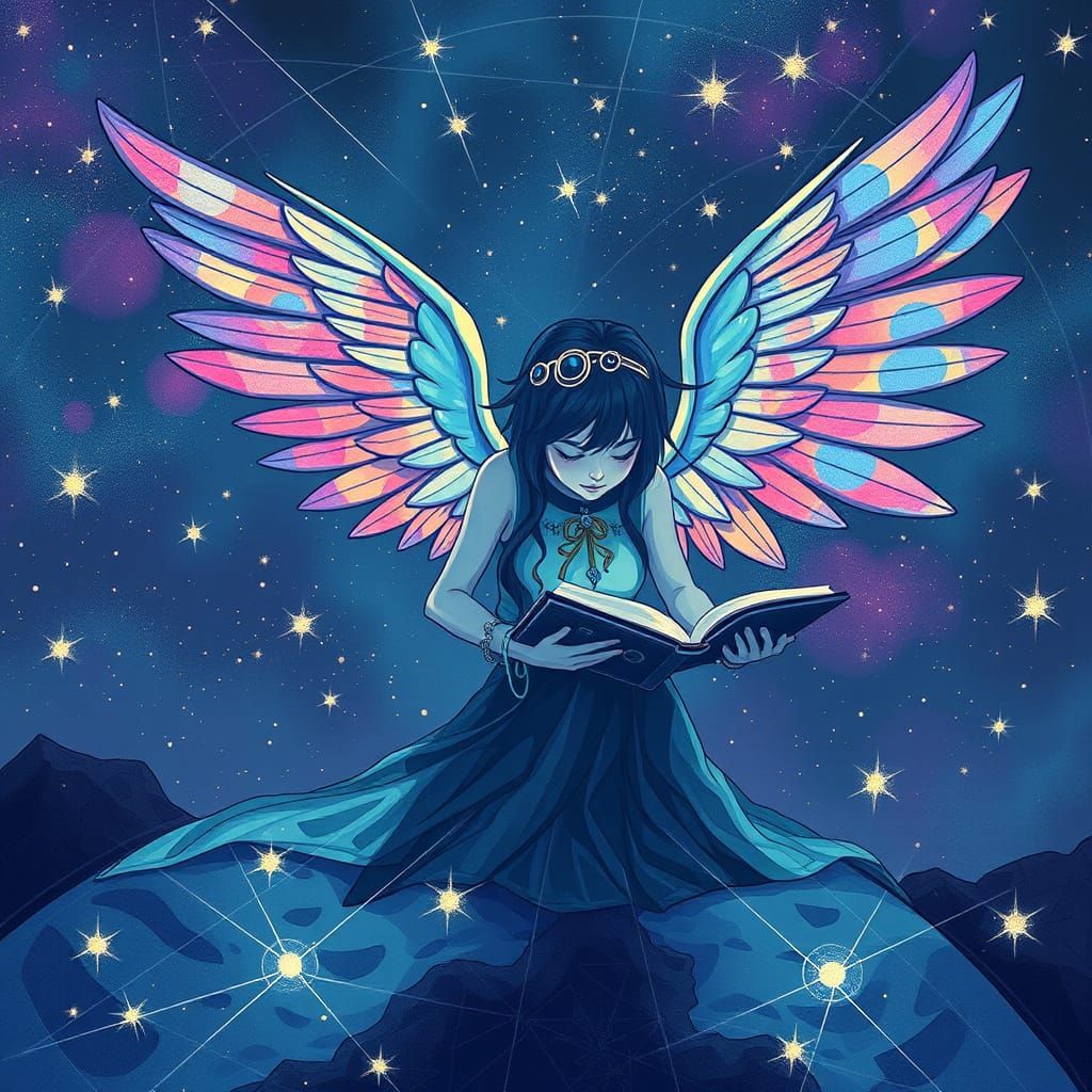 Celestial Cartographer Charts Stars in Dreamlike Atmosphere