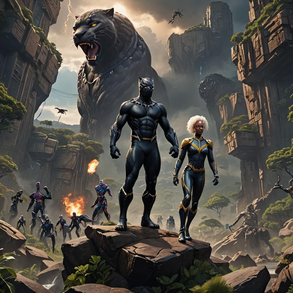 Black Panther and Storm: Detailed Fantasy Art
