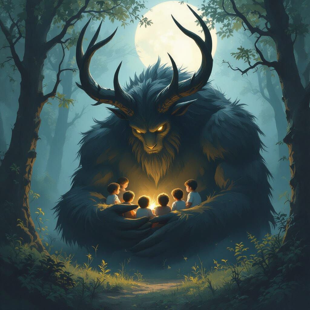 Gentle Giant: A Heartwarming Forest Scene