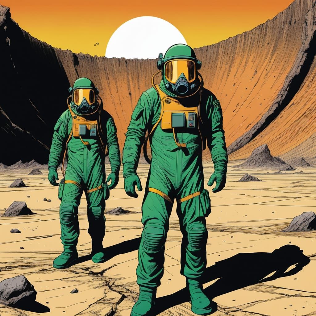 Atomic Bomb Test Site in Comic Book Style