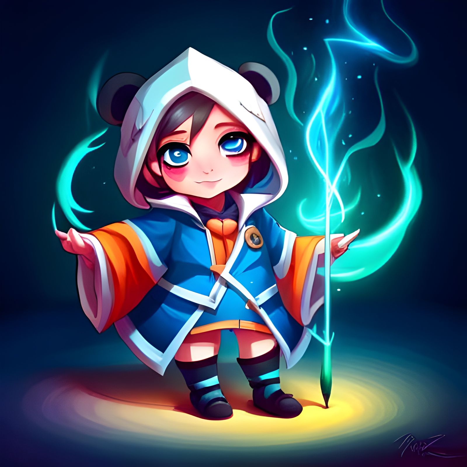 Chibi Panda Wizard Portrait in Digital Art Style