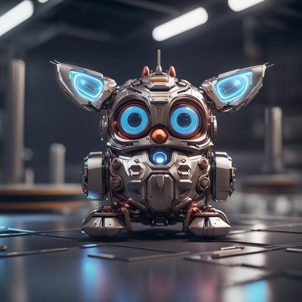 Futuristic Sci-Fi Furby Robot with Intricate Details