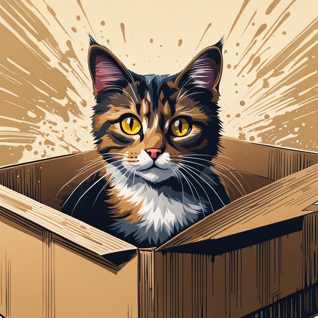 Cat in Cardboard Box Splash Art