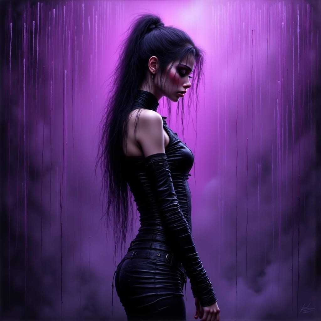 Girl in Purple Rain, Emotive and Hyperrealistic