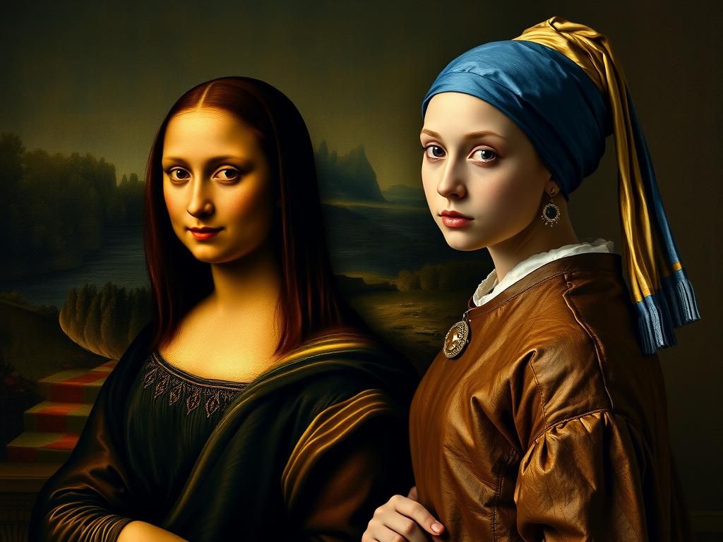 Mona Lisa and Girl with Pearl Earring in Leather