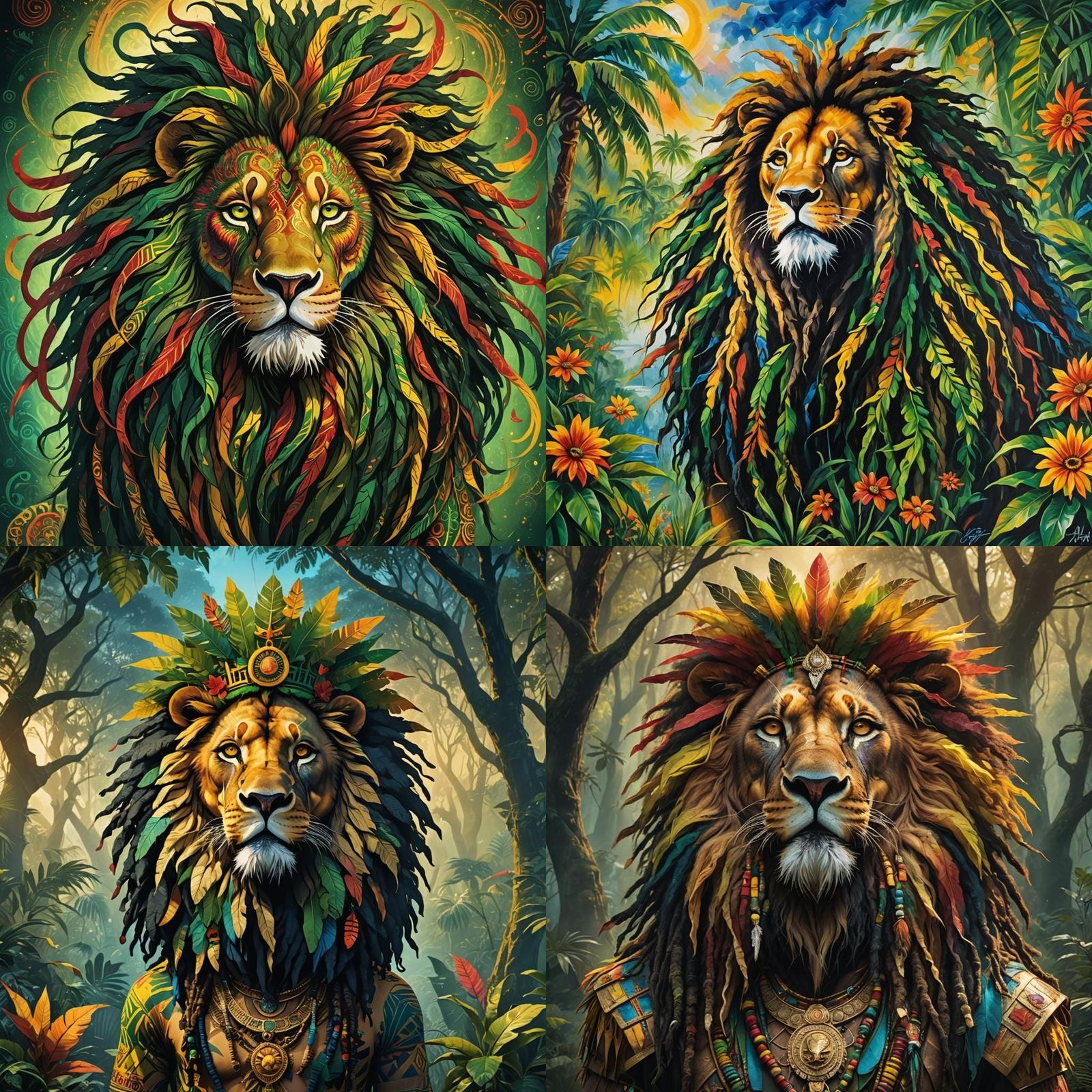 Reggae Lion Art: Bob Marley Inspired Colors