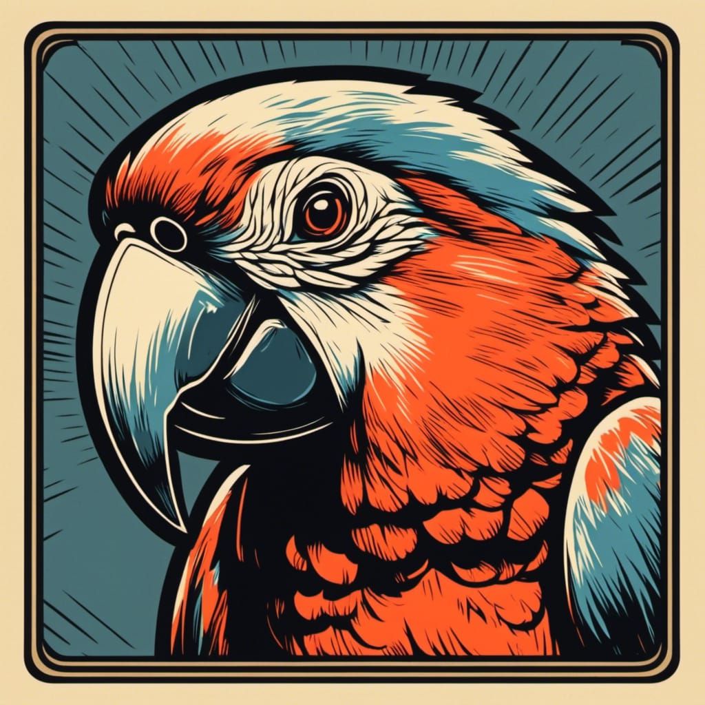 Cel-Shaded Parrot with Bold Outlines