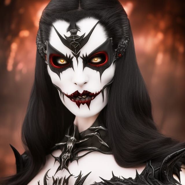 Sinister Vampire Queen with Bat Wings and Black Armor