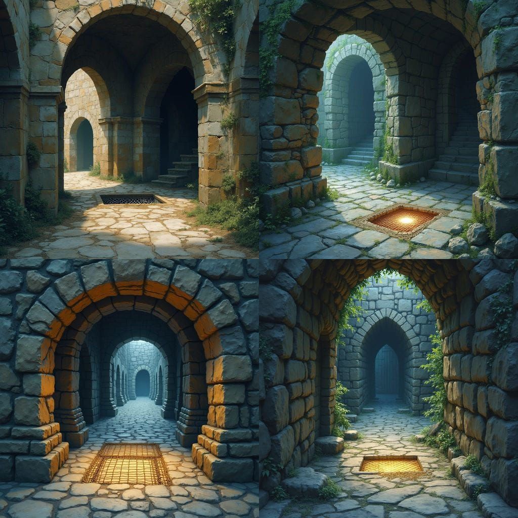 Surreal Stone Hallway with Hidden Hole in Fantasy Storybook ...