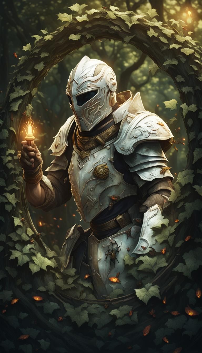 Glass Mask Reflecting Battle Scene in Dark Fantasy Style