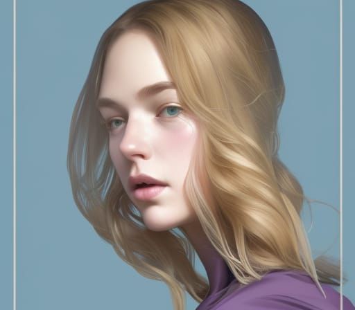 Detailed Portrait of Woman with Brown Hair in Digital Art