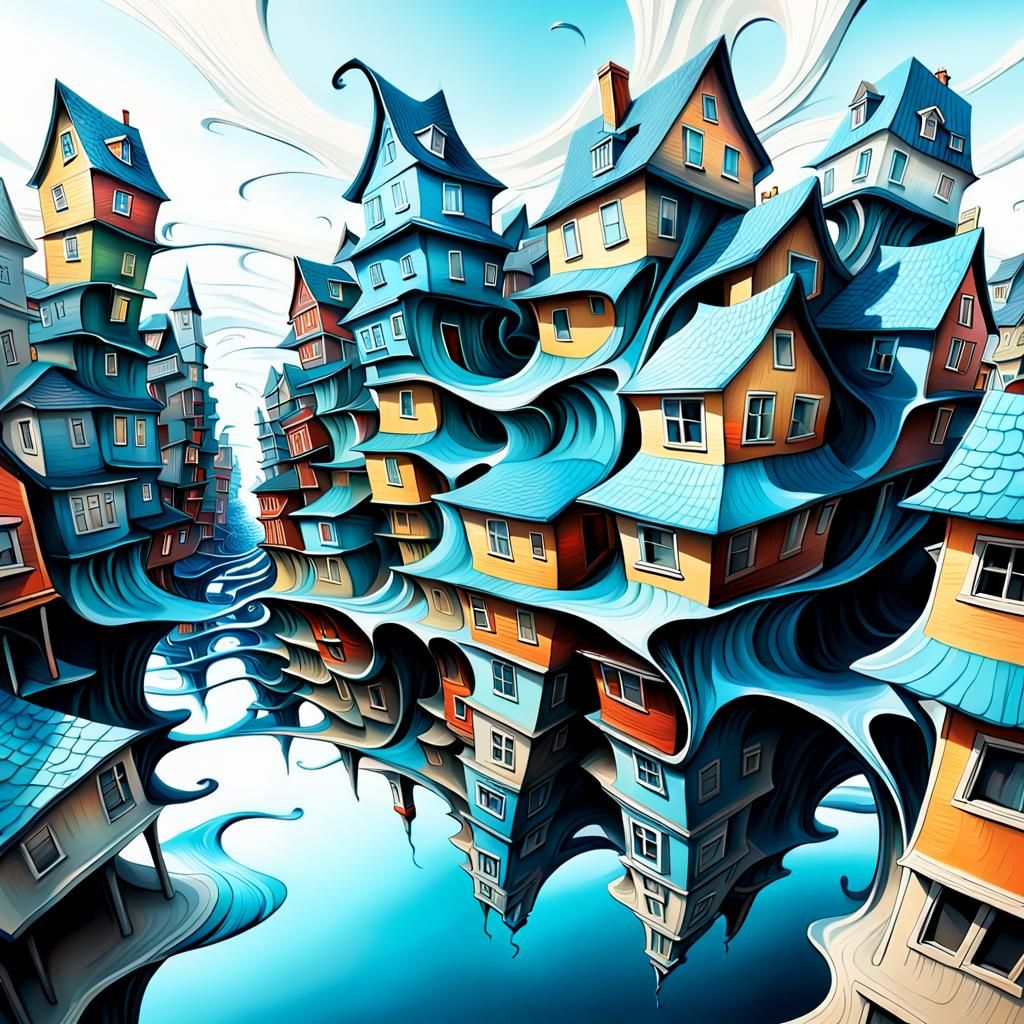 Surreal Undulating City in 3D Shading