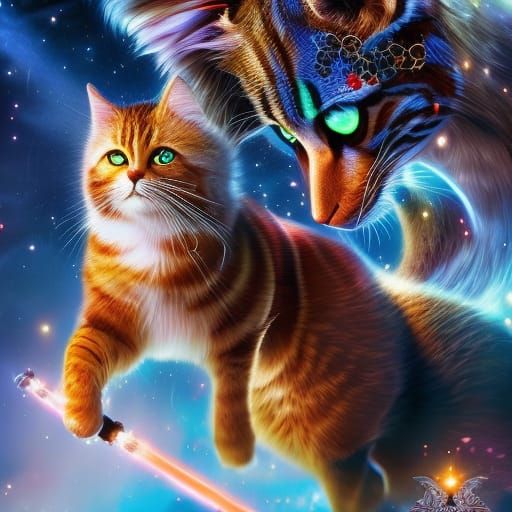 Cat Among the Stars in Hyperrealistic 3D