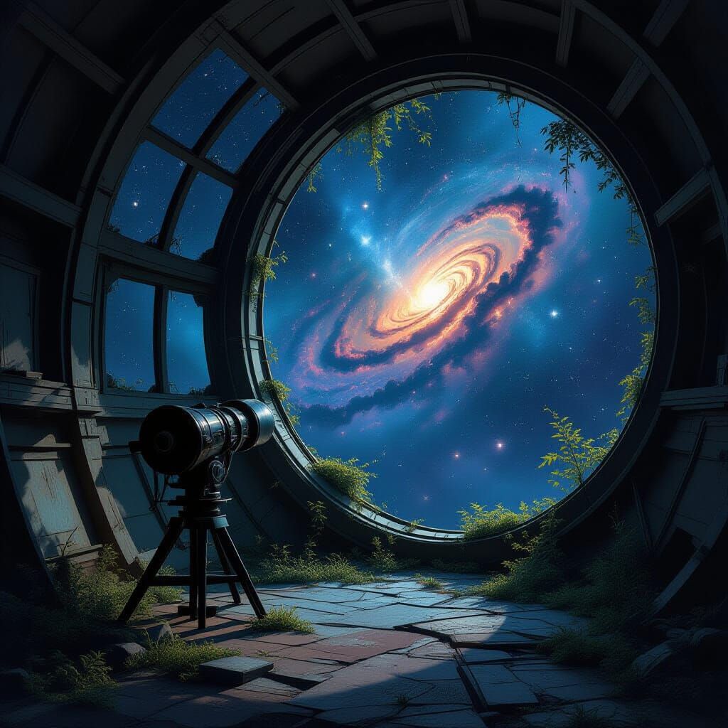 Abandoned Observatory Dome Reveals Cosmic Nebula