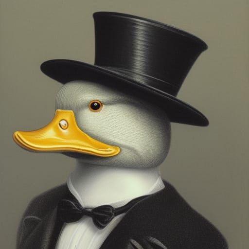 Duck in Tophat: A Whimsical AI Portrait