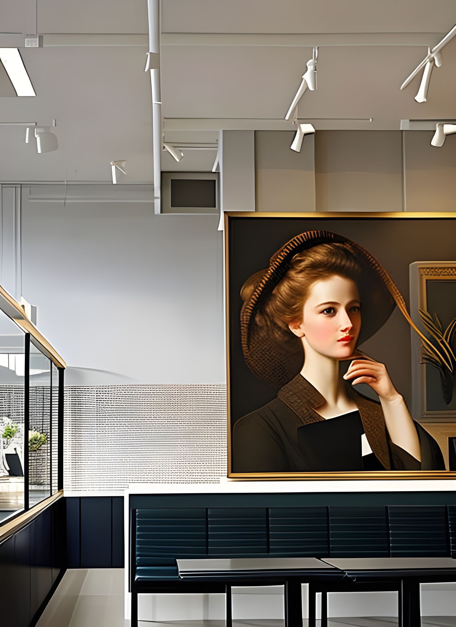 Elegant Cafe Scene: Photorealistic Portrait in Soft Light