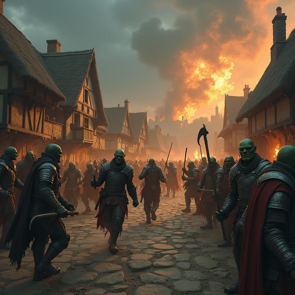 Orc Clan Siege on Medieval Village
