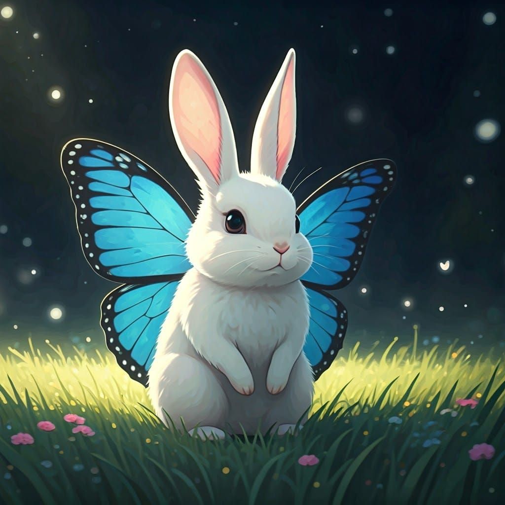 Bunny with Butterfly Wings: Ghibli-style Anime