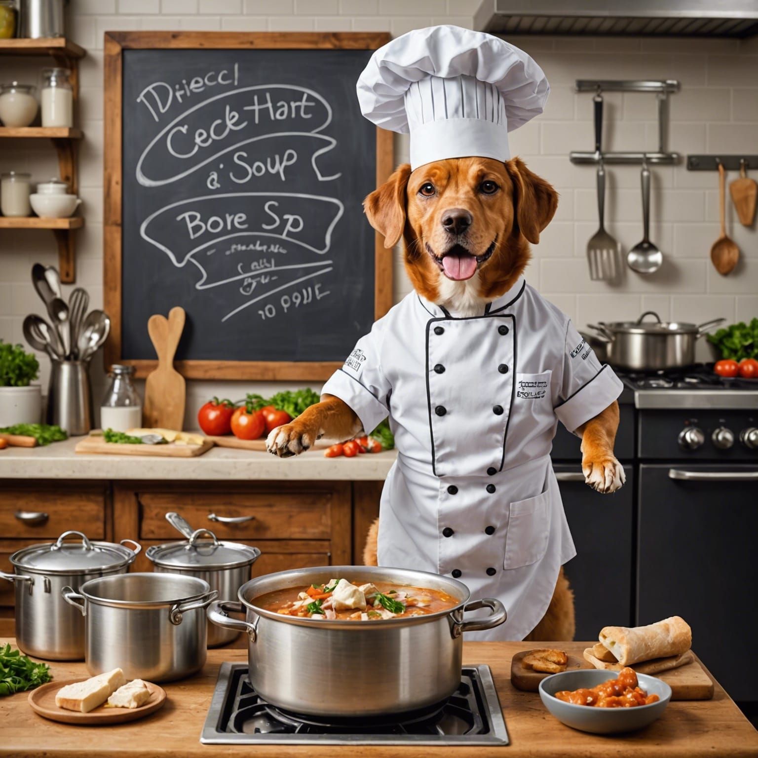 Dog Chef Cooking Bone Soup: Fantasy Concept Art