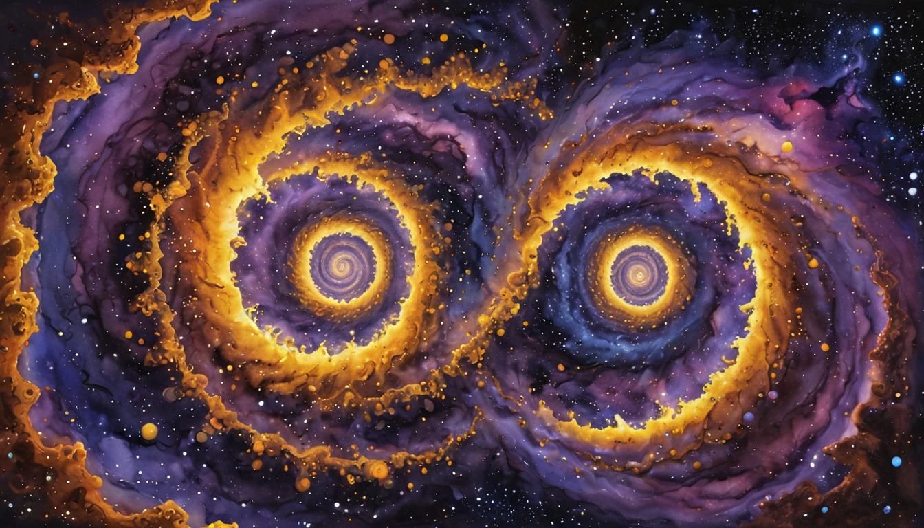 Colorful Spiral Galaxy in Impressionist Gouache Style
