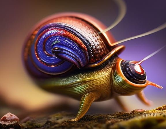 Cute Bioluminescent Snail with Jeweled Shell in 3D
