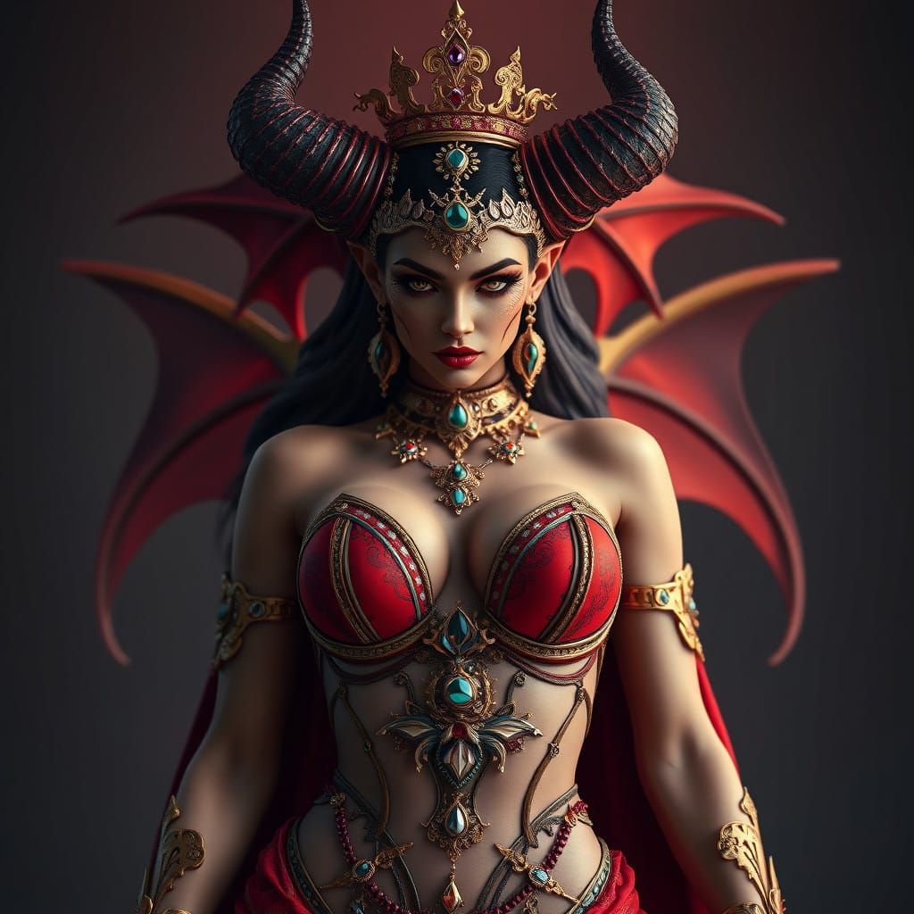 Ethereal Queen Demon in Lavish Fantasy Realm